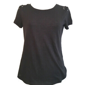 Medium Six Fifty Women's Black Tshirt Lace Up Detail